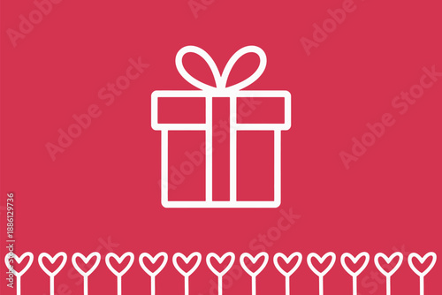 Gift box with heart border Vector, illustration