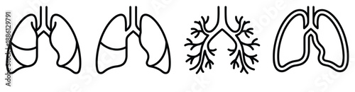 Human lungs icon set lung organ respiratory system breathing airways anatomy health medicine
