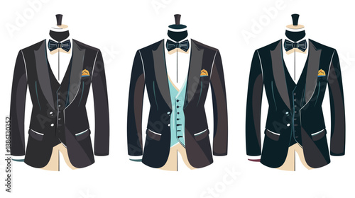 Classic tuxedo vector icon, formal suit illustration isolated on white background