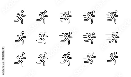 Minimal running outline icon set for fitness and sports UI