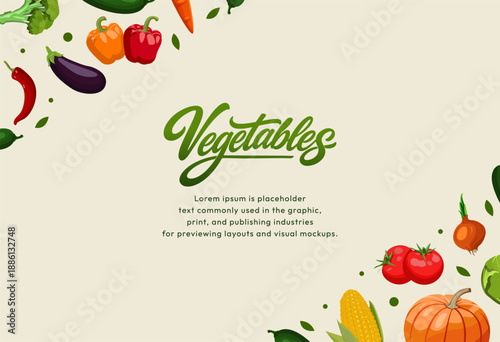 Vegetables background template for banner design fullcolor