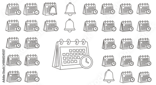 Collection of vintage desk telephones and a prominent office landline illustration.