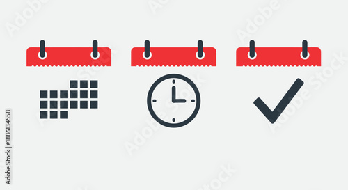 Graphic calendar and clock icons illustrating planning, scheduling, and deadlines.