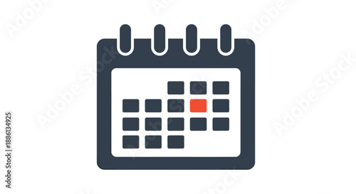 Calendar icon showing a month with highlighted dates in red.