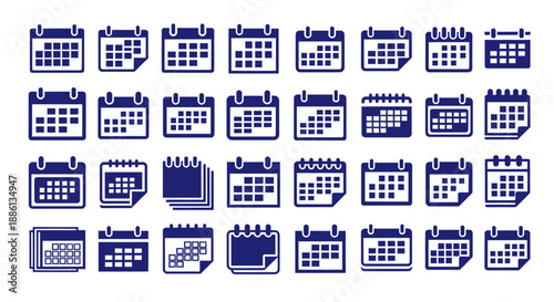 Collection of various calendar icons representing different dates and styles.