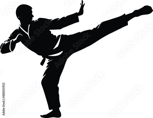 Karate, Martial Arts Fighter Silhouette