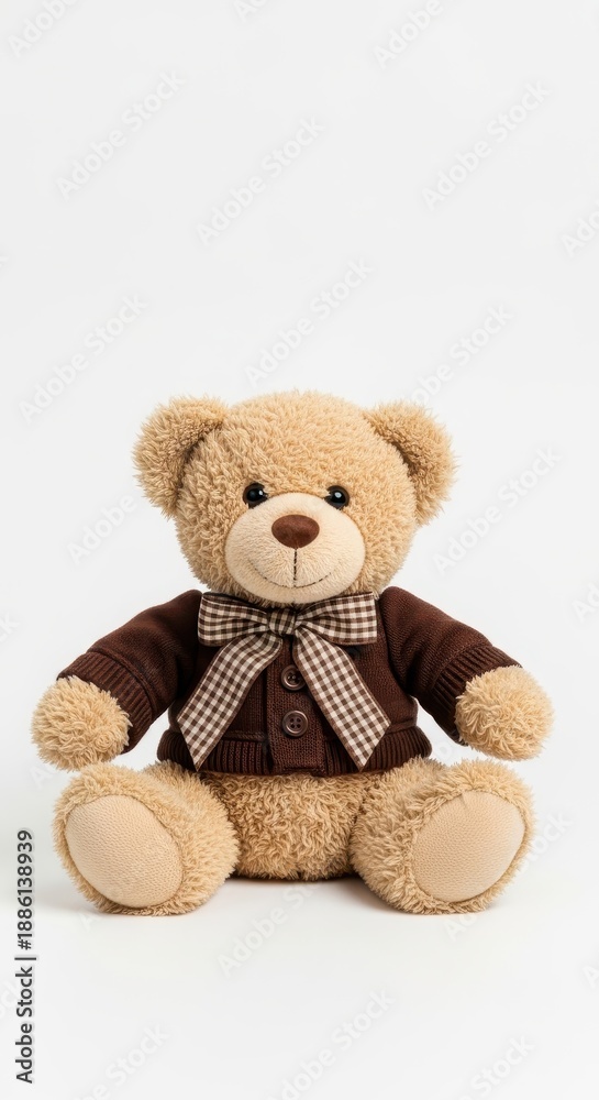 Obraz premium Adorable Teddy Bear with Bow Tie in Studio Setting.