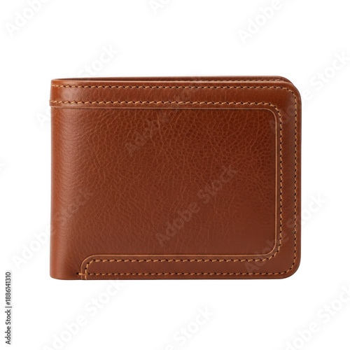 Brown leather wallet isolated on transparent background