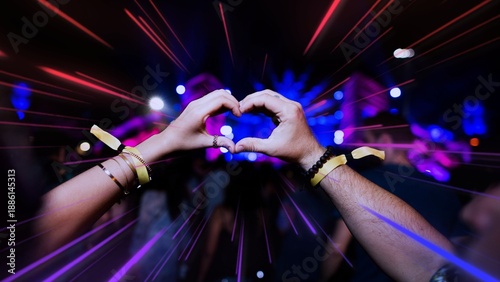 Cuadro en lienzo Diverse group of people enjoying a road trip and festival remix