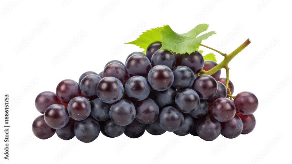 Fototapeta premium Fresh black muscat grapes isolated on white background