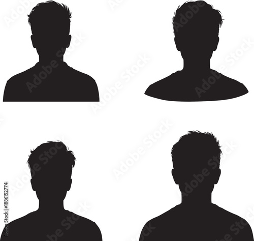 Four anonymous silhouettes of people facing forward