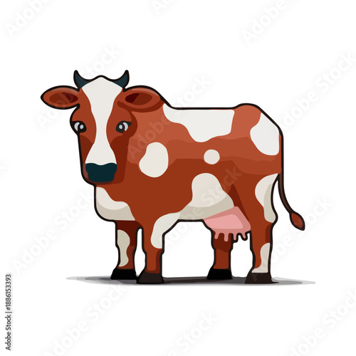 Spotted Farm Cow Vector