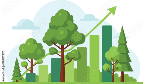 Eco-friendly growth Illustrating environmental progress and sustainable development with nature's harmony