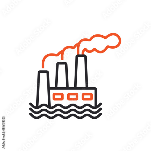 geothermal  icons outline and Flat Style,transparent background