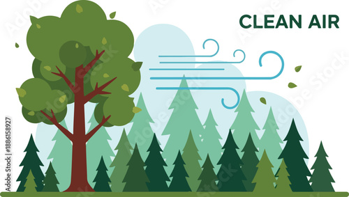 Clean Air Forest and Nature's Role in a Healthy Environment Illustration