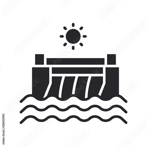 hidropower icons outline and Flat Style,transparent background