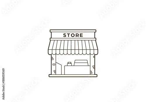 Small store or shop building illustration outline