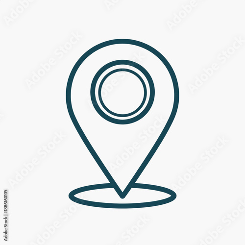 Free Download Outline Map Pin Icon with Concentric Circles, Location Marker, GPS Symbol, Navigation, Place, Destination, Teal - GFXLoad