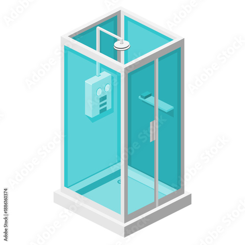 Isometric Home Shower Icon Illustration vector