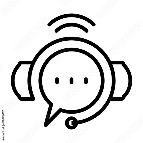 Live Chat Icon - Black Outline