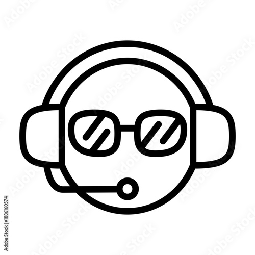 Call Center Icon - Black Outline