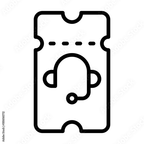 Support Ticket Icon - Black Outline