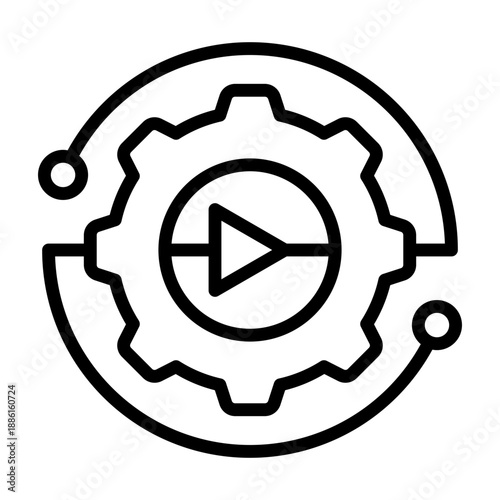 Support Automation Icon - Black Outline