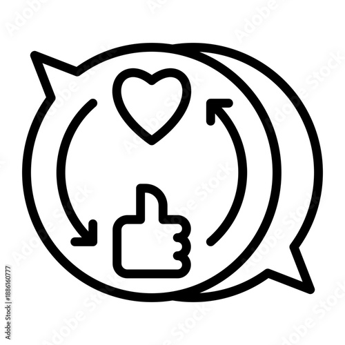Social Media Sync Icon - Black Outline