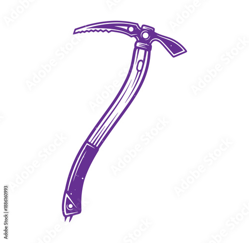 Purple ice axe illustration for climbing and mountaineering equipment  outdoor adventure tool