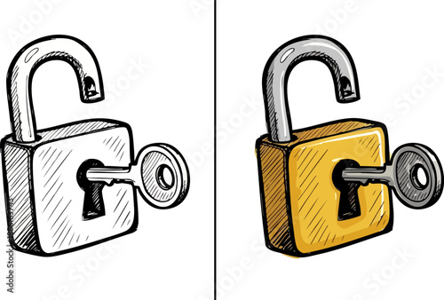 Two Pads Unlocked and Locked Illustration.