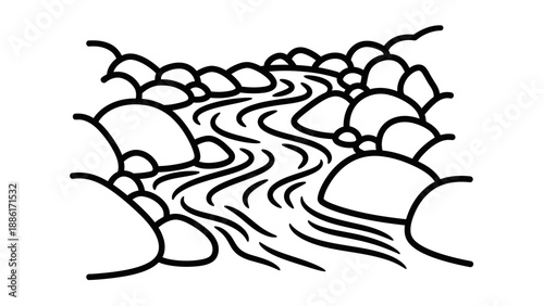 Water flowing over rocks stream.