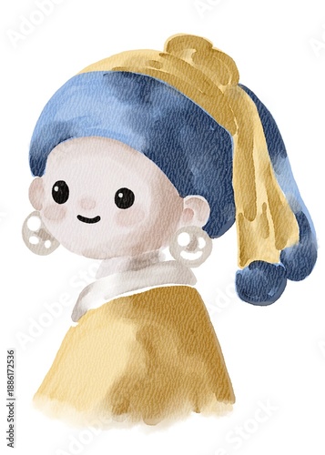 Εκτύπωση καμβά Girl with a Pearl Earring Illustration