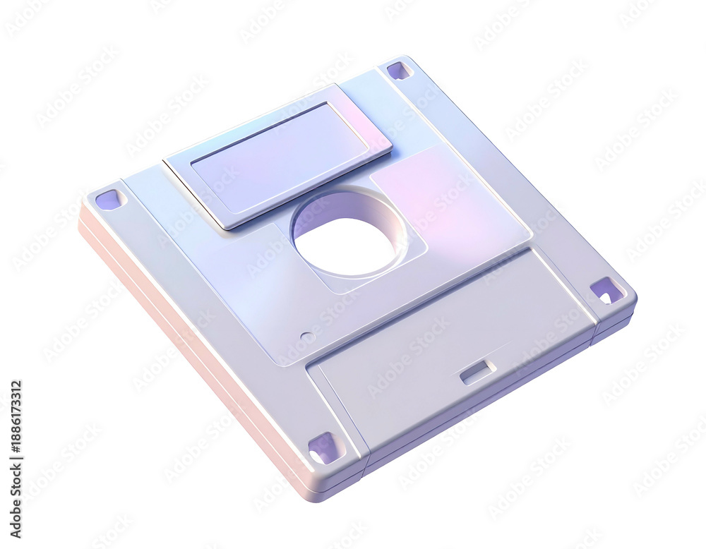 Obraz premium A glossy, 3D-rendered, square-shaped, retro computer data storage device