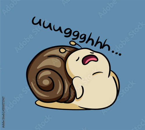 Funny Tired Snail Character - Uuuggghhh Text Illustration