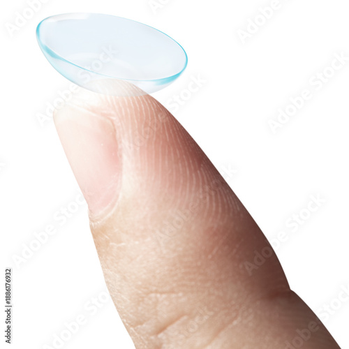 Obraz na plátne Png smart contact lens on fingertip new tech