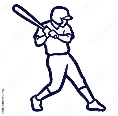 Baseball player swinging bat ready to hit the ball sport silhouette illustration
