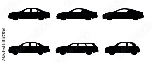 Silhouette of various car models on dark background