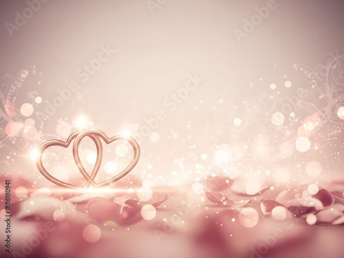 Romantic Heart Rings with Sparkling Bokeh and Delicate Floral Accents