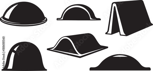 Cloche and Napkin Icons in Black and White Illustration