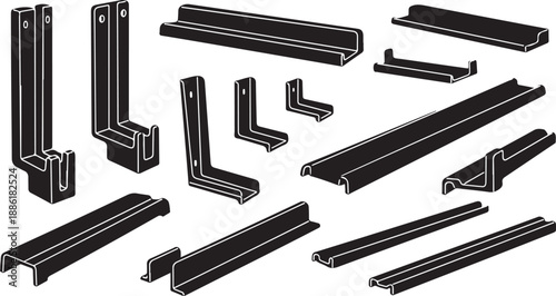 Various metal profiles and brackets for construction and engineering