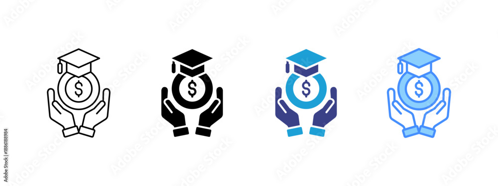 Foto Scholarship icon set multiple style collection