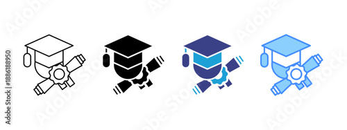 Graduate  icon set multiple style collection
