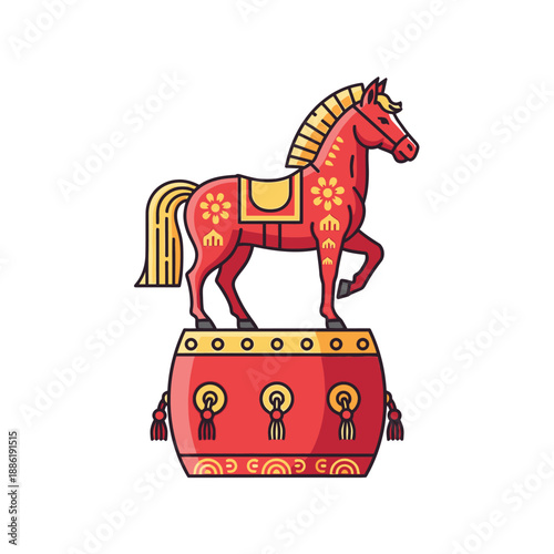 Red Horse on Top Object.