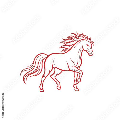 Running Horse Animal Illustration Drawing.