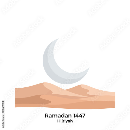 Ramadan Crescent Moon Islamic Symbol.
