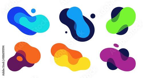 Abstract Colorful Liquid Shapes, Fluid Blobs, Organic Forms