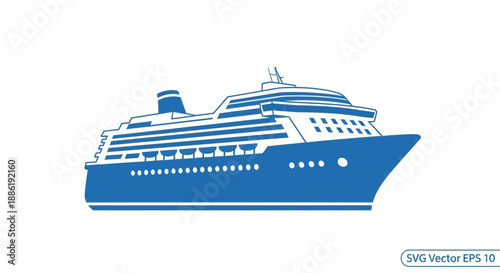 Blue Cruise Ship Icon Vector Illustration