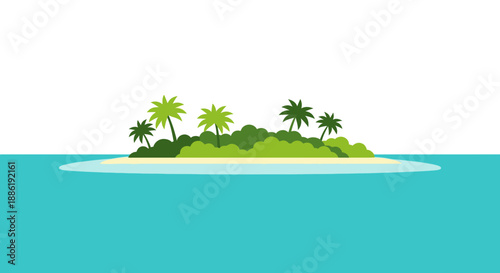 Tropical island with palm trees and lush greenery in the ocean