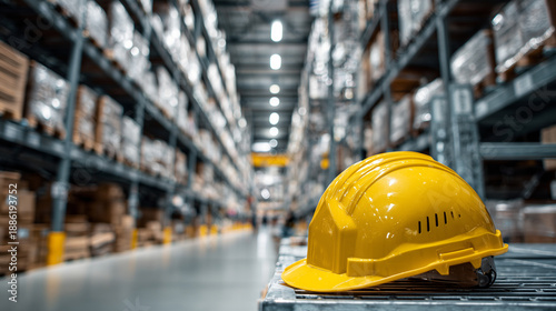 Worker safety helmet logistics warehouse