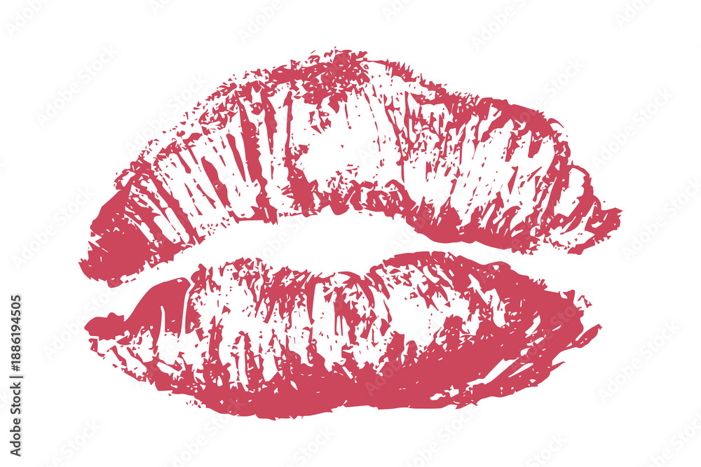 Fototapeta premium Lipstick kiss mark Romantic lip print Imprint of lips kiss Sexy lips makeup Female mouth Love symbol Design element for beauty fashion poster Valentines Day wedding